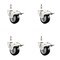 Service Caster 3 Inch 316SS Black Polyurethane Wheel Swivel 12mm Stem Caster Set Lock Brake SS316TSTTL20S314-PPUB-BLK-M1215-4 - alternate 1